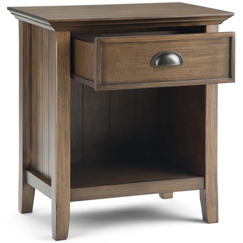 Simpli Home Acadian Wood 24" Transitional Bedside Nightstand Table in Rustic Natural Brown