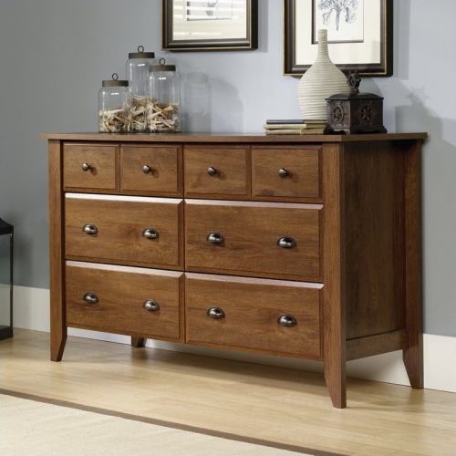 Sauder Shoal Creek 6 Drawer Dresser in Oiled Oak