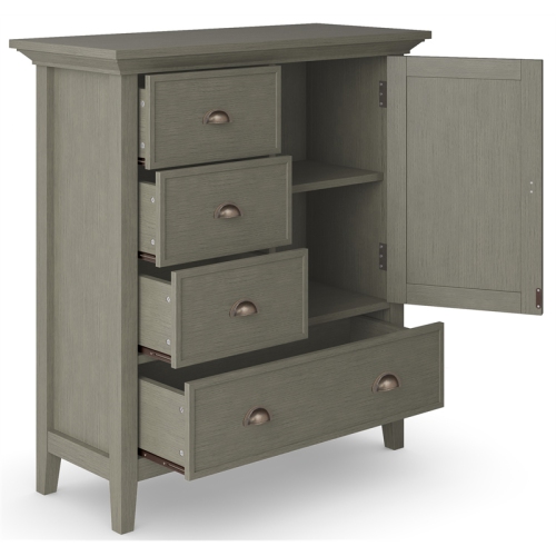 Simpli Home Redmond Wood 39" Transitional Medium Cabinet in Farmhouse Gray