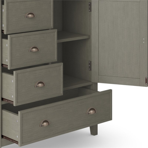 Simpli Home Redmond Wood 39" Transitional Medium Cabinet in Farmhouse Gray