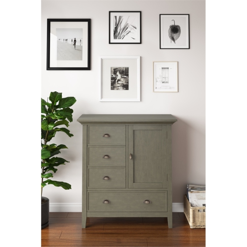 Simpli Home Redmond Wood 39" Transitional Medium Cabinet in Farmhouse Gray