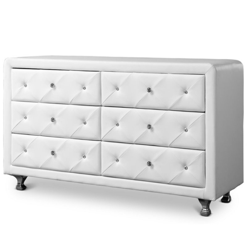 BAXTON STUDIO  Luminescence 6 Drawer Faux Leather Double Dresser