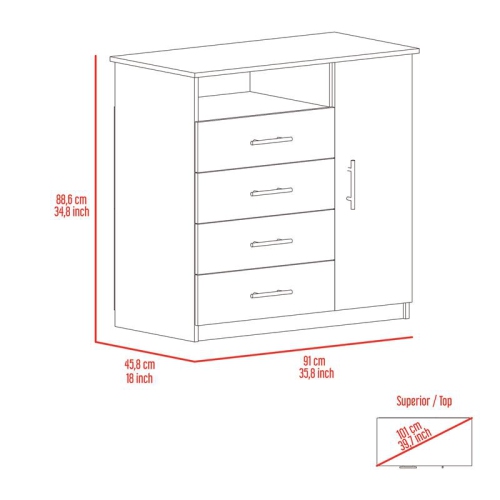 Bowery Hill Contemporary 4 Drawer Dresser in Espresso