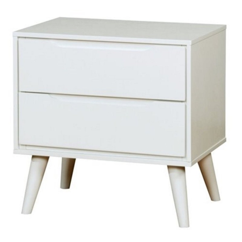 FURNITURE OF AMERICA  Belkor Mid-Century Modern Wood 2-Drawer Nightstand In White