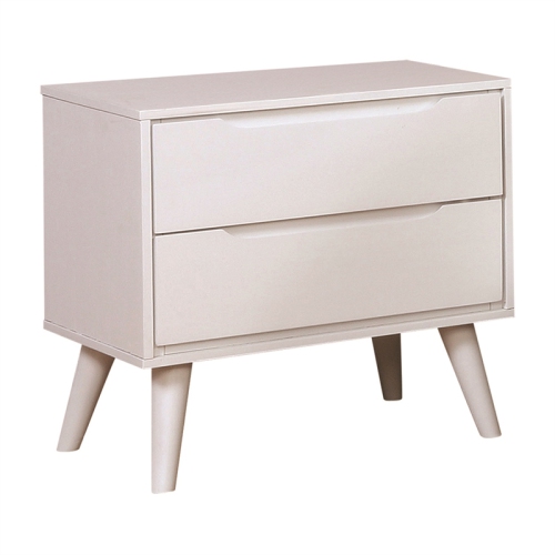 Furniture of America Belkor Mid-Century Modern Wood 2-Drawer Nightstand in White