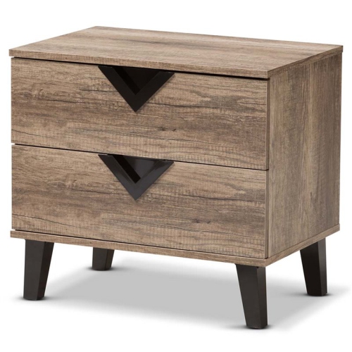 BAXTON STUDIO  Swanson Wood 2 Drawer Nightstand In Distressed Oak