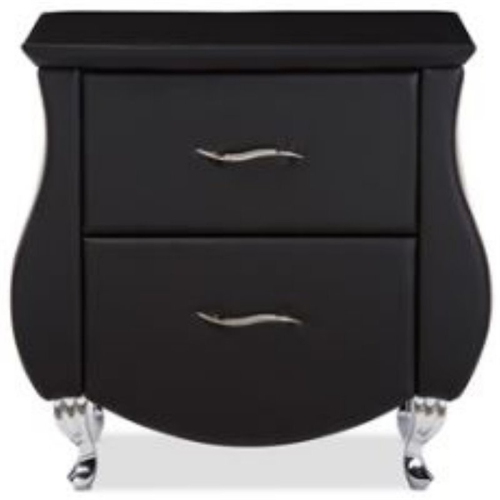 Baxton Studio Erin 2 Drawer Faux Leather Nightstand in Black