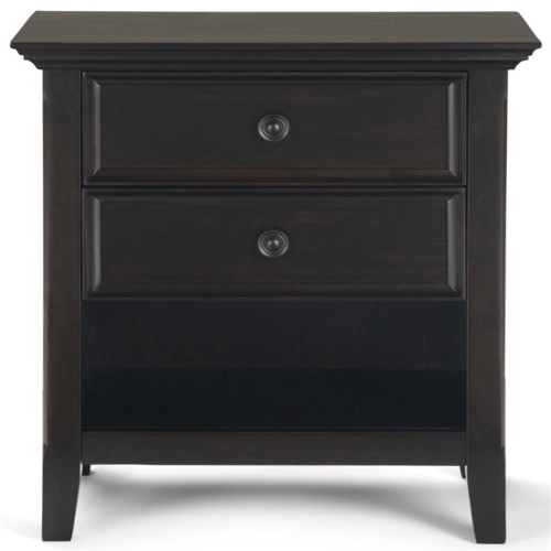 Simpli Home Amherst Wood 24" Transitional Bedside Nightstand Table in Hickory Brown