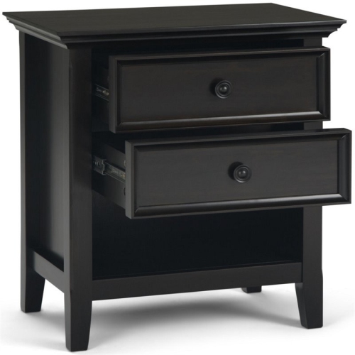 Simpli Home Amherst Wood 24" Transitional Bedside Nightstand Table in Hickory Brown