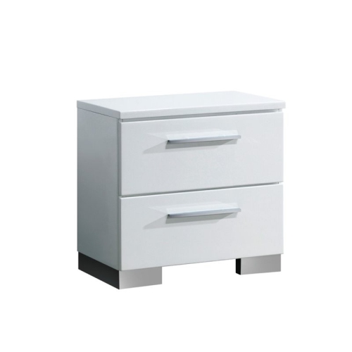 Furniture of America Rayland Solid Wood 2-Drawer Nightstand in Glossy White