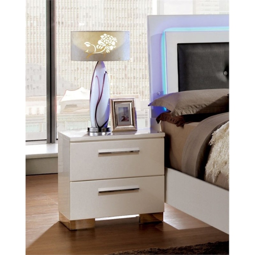Furniture of America Rayland Solid Wood 2-Drawer Nightstand in Glossy White