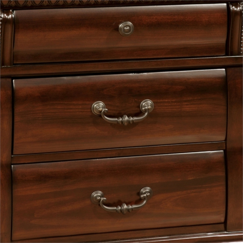 Furniture of America Oulette Transitional Wood 3-Drawer Nightstand in Cherry