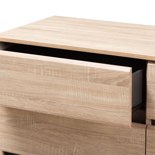 Baxton Studio Miren 6 Drawer Modern Dresser in Light Oak and Dark Grey