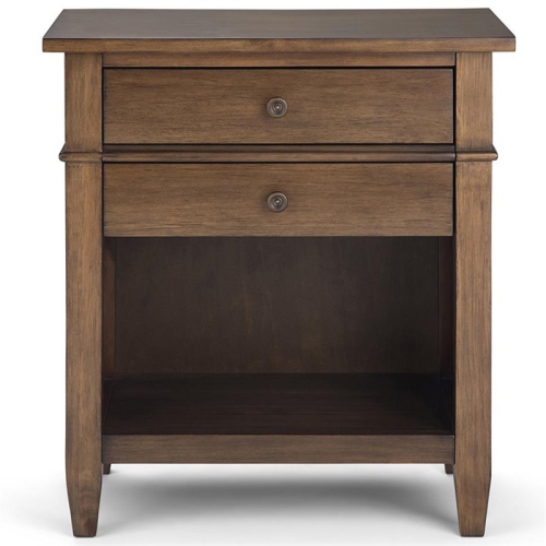 Simpli Home Carlton Wood 24" Transitional Bedside Nightstand Table in Rustic Natural Brown