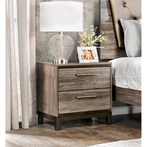 Furniture of America Charlsie Solid Wood 2-Drawer Nightstand in Antique Gray