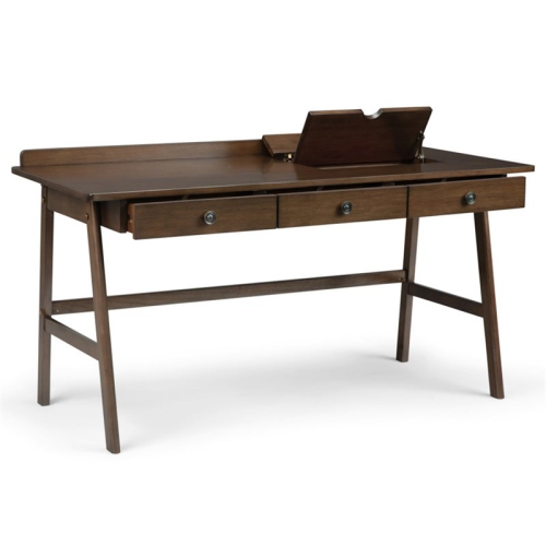 Simpli Home Rylie Solid Wood Transitional 60 " Desk in Natural Aged Brown