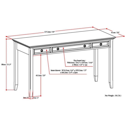 Simpli Home Amherst Solid Wood Desk in Hickory Brown