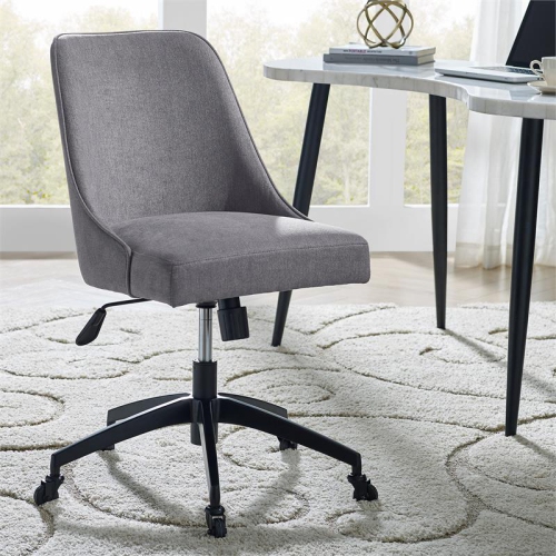 Steve Silver Kinsley White Marble Desk and Gray Upholstered Chair Set