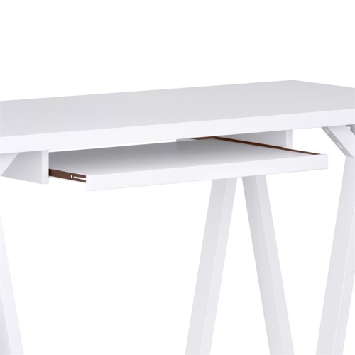 Simpli Home Sawhorse 60" Soild Wood Modern Industrial Computer Desk in White