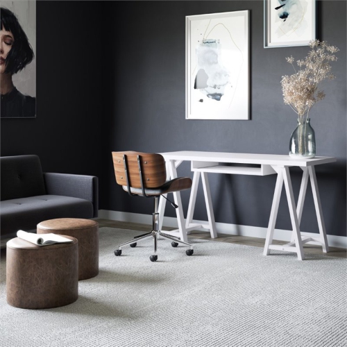 Simpli Home Sawhorse 60" Soild Wood Modern Industrial Computer Desk in White