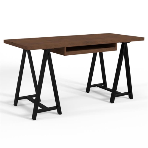 Sawhorse Industrial 60 " W Solid Walnut Veneer and Metal Desk