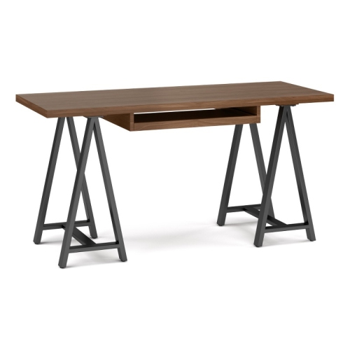 Sawhorse Industrial 60 " W Solid Walnut Veneer and Metal Desk
