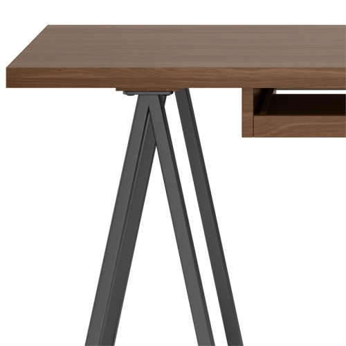 Sawhorse Industrial 60 " W Solid Walnut Veneer and Metal Desk