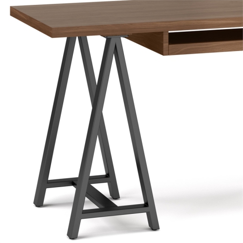 Sawhorse Industrial 60 " W Solid Walnut Veneer and Metal Desk