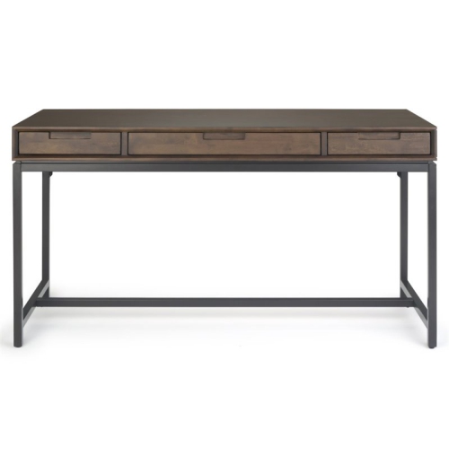 Simpli Home Banting Solid Hardood Industrial 60 " Desk in Walnut Brown