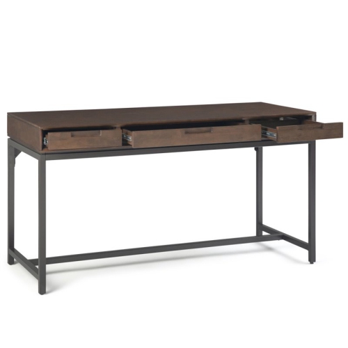 Simpli Home Banting Solid Hardood Industrial 60 " Desk in Walnut Brown