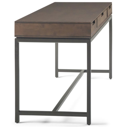 Simpli Home Banting Solid Hardood Industrial 60 " Desk in Walnut Brown