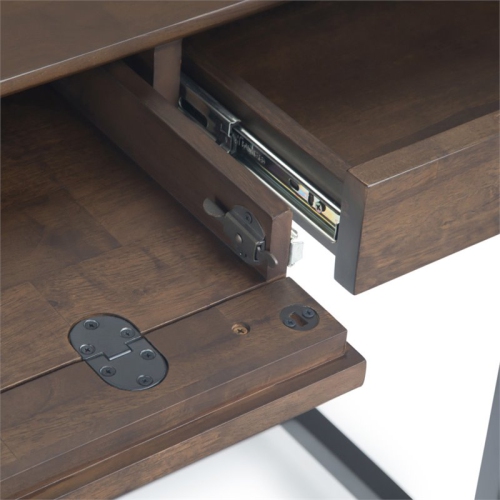 Simpli Home Banting Solid Hardood Industrial 60 " Desk in Walnut Brown