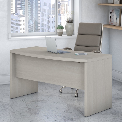 Office by kathy ireland Echo 60W Bow Front Desk in Gray Sand - Engineered Wood
