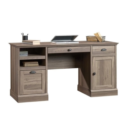 Barrister Lane 2 Piece Executive Desk and Lateral File Cabinet Set in Salt Oak