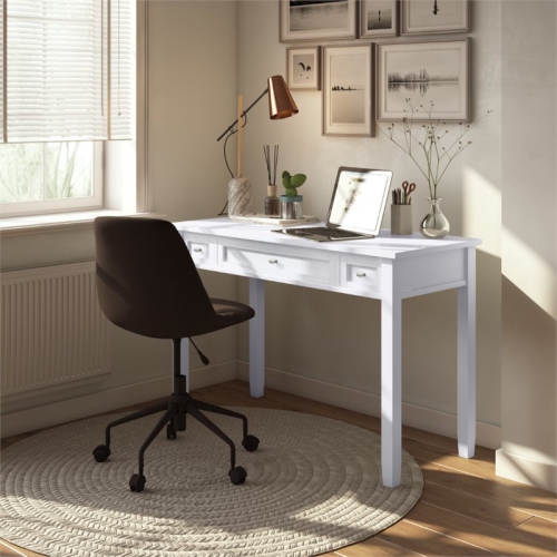 Simpli Home Warm Shaker Wood Transitional 48" Writing Office Desk in White