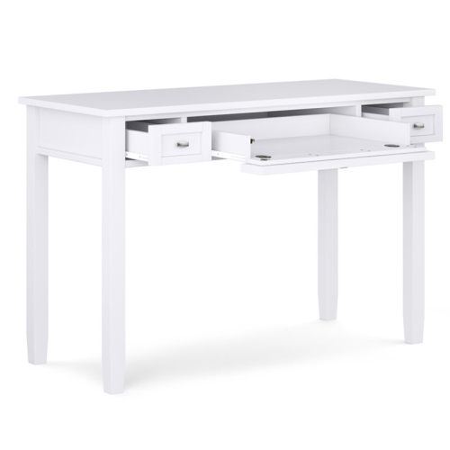 Simpli Home Warm Shaker Wood Transitional 48" Writing Office Desk in White