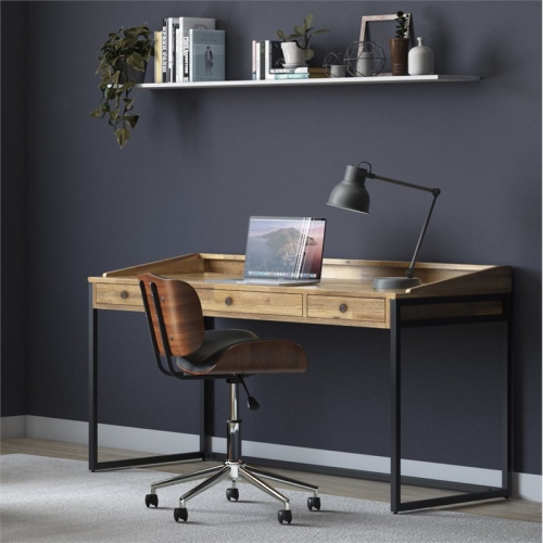 Simpli Home Ralston 60" Solid Wood Modern Computer Desk in Distressed Wheat
