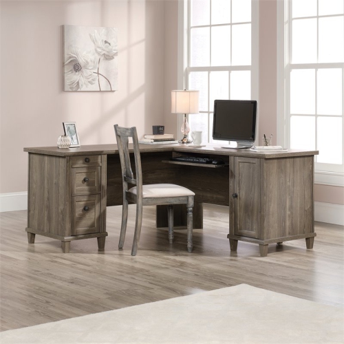 Sauder Hammond Contemporary Wood L-Shape Computer Desk in Emery Oak