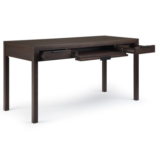 Simpli Home Hollander Solid Wood Contemporary 60 " Desk in Warm Walnut Brown