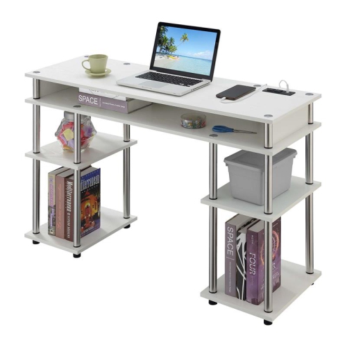 Designs2Go No Tools Student Desk with Charging Station in White Wood Finish Best Buy Canada