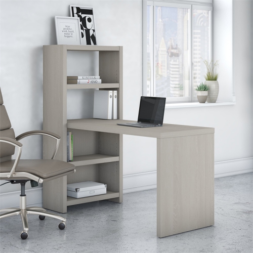 Office by kathy ireland Echo 56W Bookcase Desk in Gray Sand - Engineered Wood