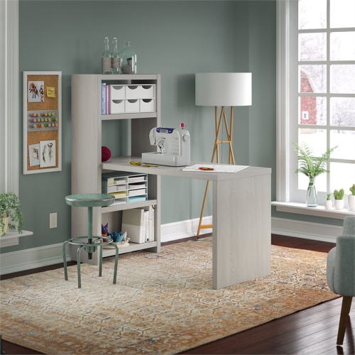 Office by kathy ireland Echo 56W Craft Table in Gray Sand - Engineered Wood