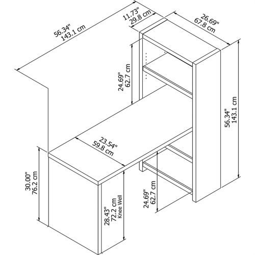 Office by kathy ireland Echo 56W Craft Table in Gray Sand - Engineered Wood