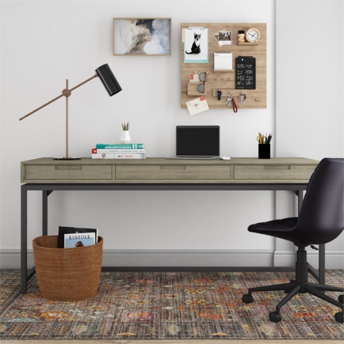 Simpli Home Banting Solid Hardood Industrial 72 " Desk in Distressed Gray