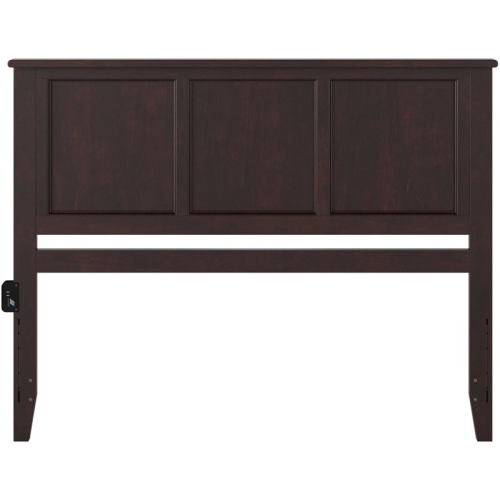 AFI Madison King Solid Wood Panel Headboard with Device Charger in Espresso