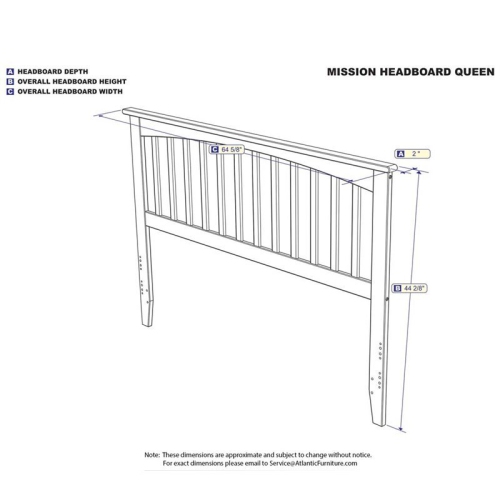AFI Mission Queen Solid Wood Headboard with Device Charger in White