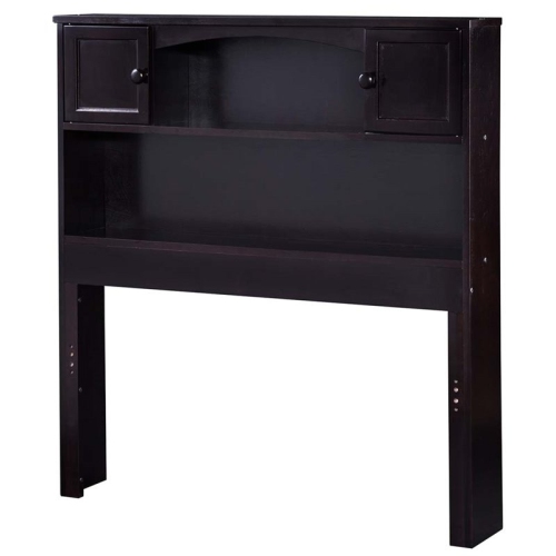 AFI Newport Twin Solid Wood Bookcase Headboard with Device Charger in Espresso