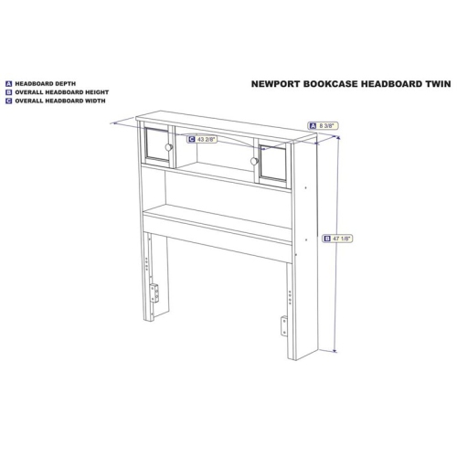 AFI Newport Twin Solid Wood Bookcase Headboard with Device Charger in Espresso