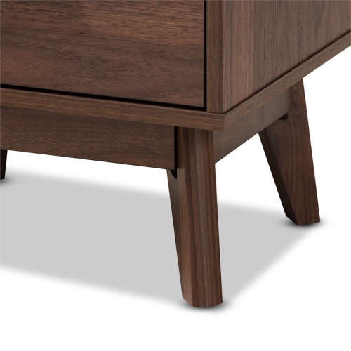 Baxton Studio Mid-Century Lena 1-Drawer Wood Nightstand in Walnut Brown