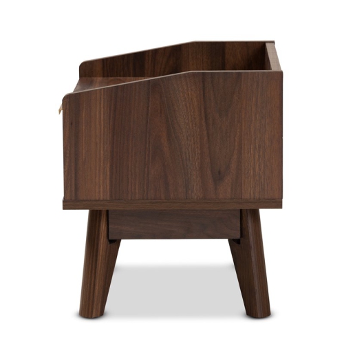 Baxton Studio Mid-Century Lena 1-Drawer Wood Nightstand in Walnut Brown